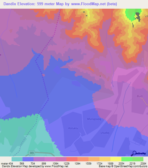 Dandix,Azerbaijan Elevation Map