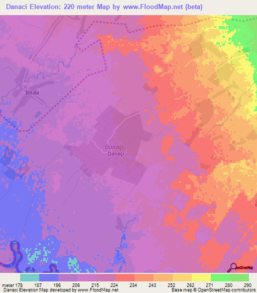 Danaci,Azerbaijan Elevation Map