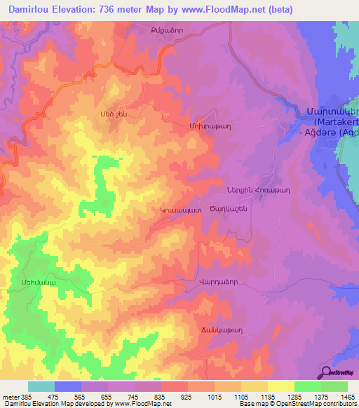 Damirlou,Azerbaijan Elevation Map