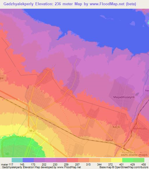 Gadzhyalekperly,Azerbaijan Elevation Map