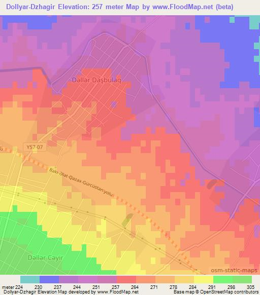 Dollyar-Dzhagir,Azerbaijan Elevation Map