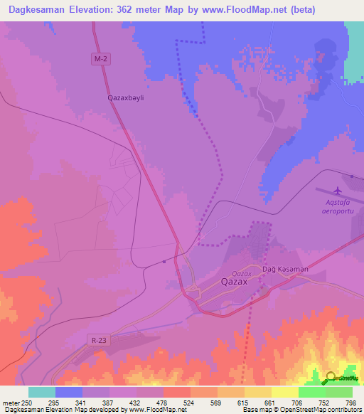 Dagkesaman,Azerbaijan Elevation Map