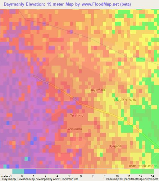 Dayrmanly,Azerbaijan Elevation Map