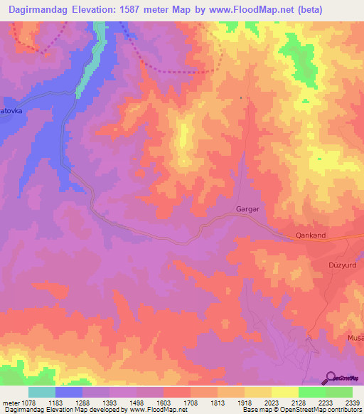 Dagirmandag,Azerbaijan Elevation Map