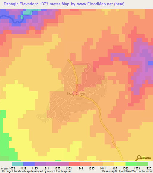 Dzhagir,Azerbaijan Elevation Map