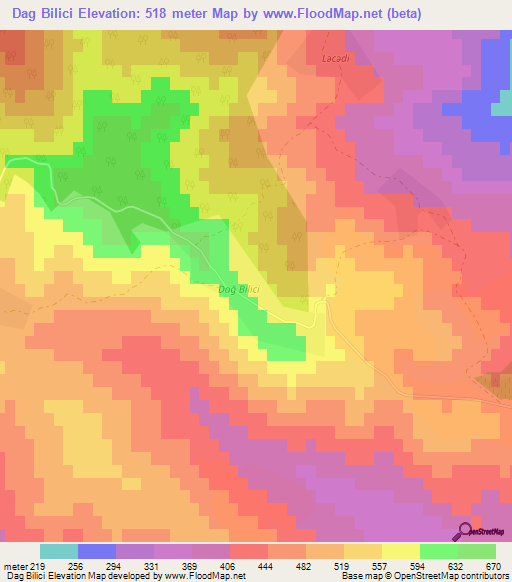 Dag Bilici,Azerbaijan Elevation Map