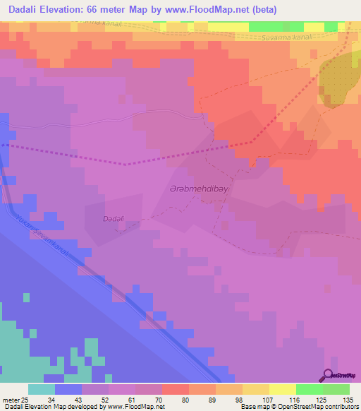 Dadali,Azerbaijan Elevation Map