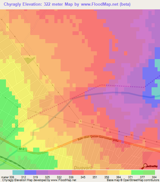 Chyragly,Azerbaijan Elevation Map