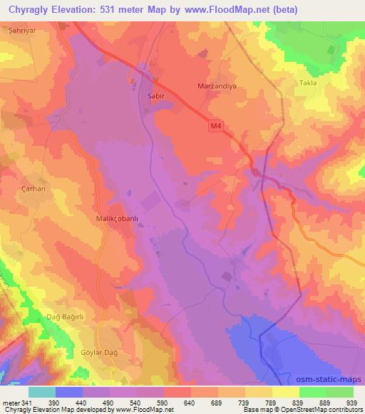 Chyragly,Azerbaijan Elevation Map