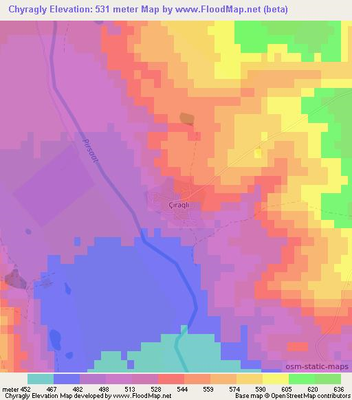 Chyragly,Azerbaijan Elevation Map