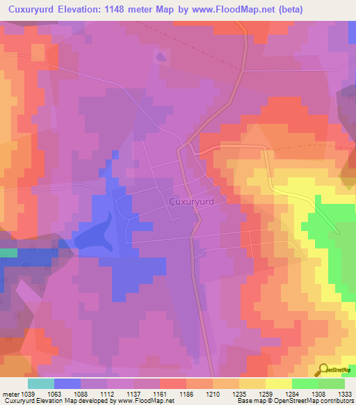 Cuxuryurd,Azerbaijan Elevation Map
