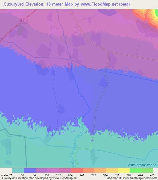 Cuxuryurd,Azerbaijan Elevation Map