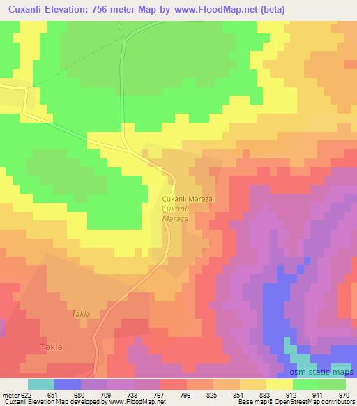 Cuxanli,Azerbaijan Elevation Map