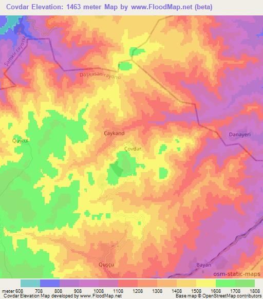 Covdar,Azerbaijan Elevation Map