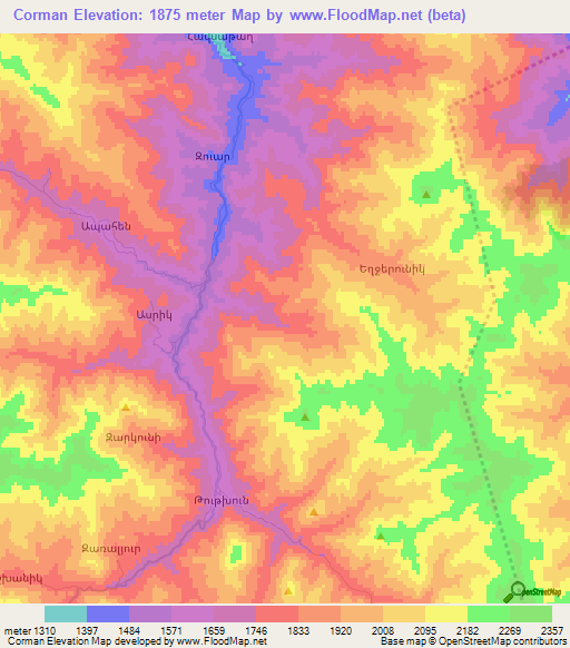 Corman,Azerbaijan Elevation Map