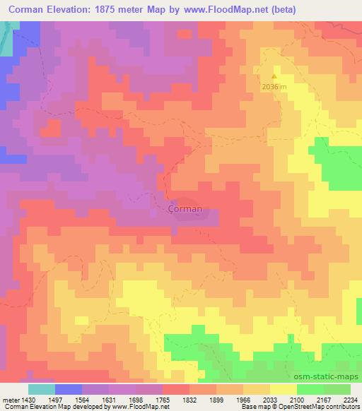 Corman,Azerbaijan Elevation Map