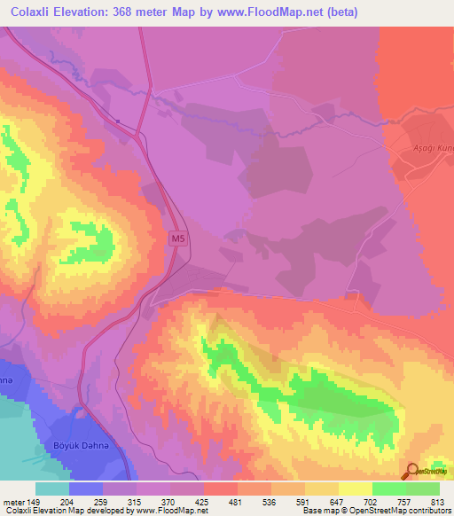 Colaxli,Azerbaijan Elevation Map