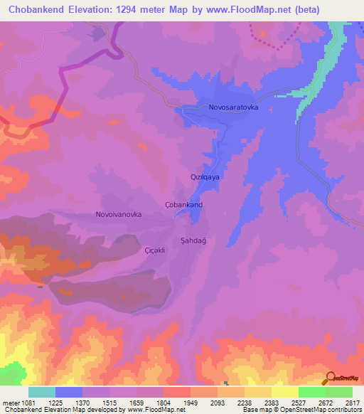 Chobankend,Azerbaijan Elevation Map
