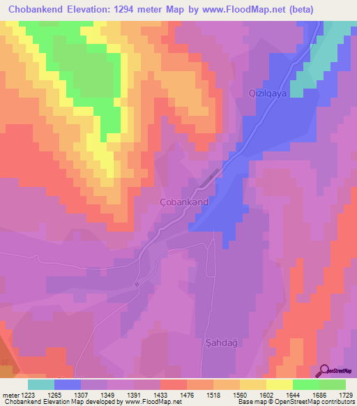 Chobankend,Azerbaijan Elevation Map