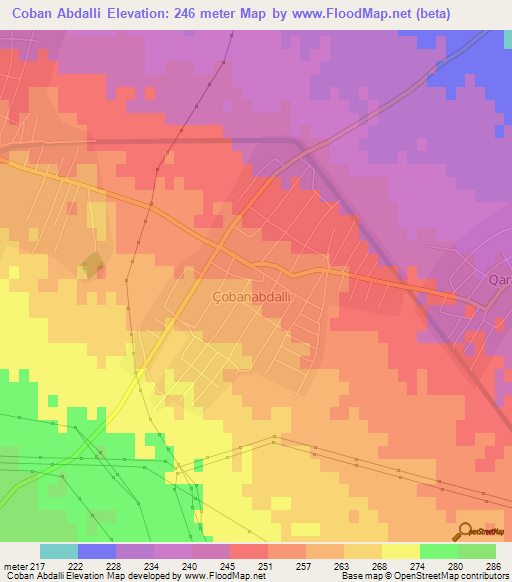 Coban Abdalli,Azerbaijan Elevation Map