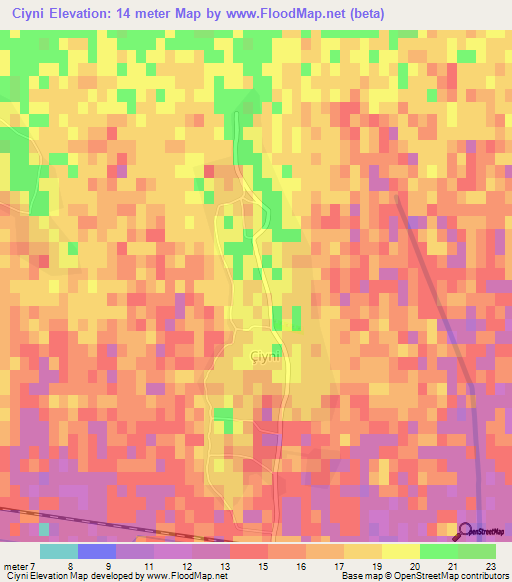 Ciyni,Azerbaijan Elevation Map