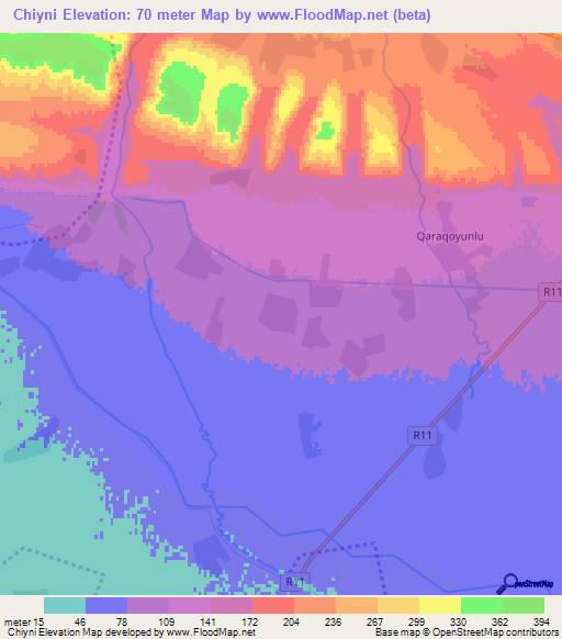Chiyni,Azerbaijan Elevation Map
