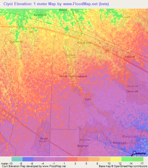 Ciyni,Azerbaijan Elevation Map