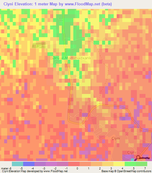 Ciyni,Azerbaijan Elevation Map