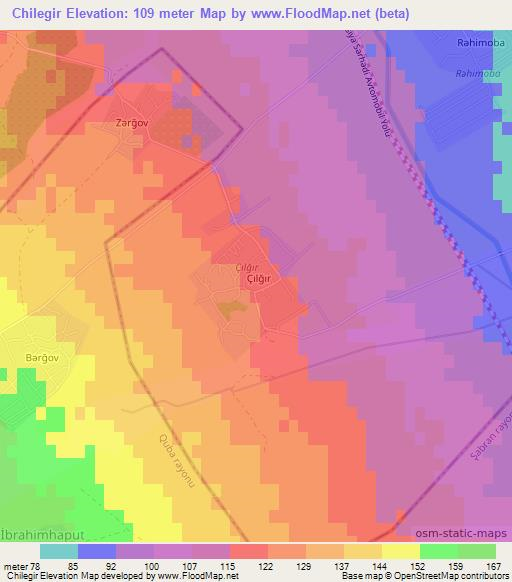Chilegir,Azerbaijan Elevation Map