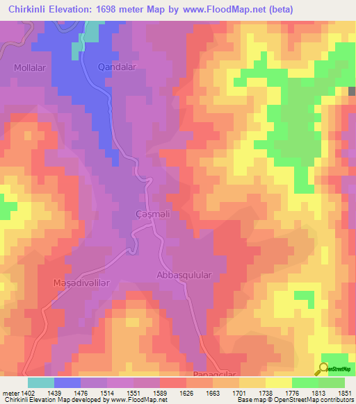 Chirkinli,Azerbaijan Elevation Map