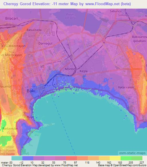 Chernyy Gorod,Azerbaijan Elevation Map