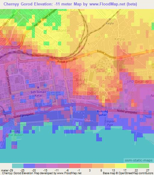 Chernyy Gorod,Azerbaijan Elevation Map