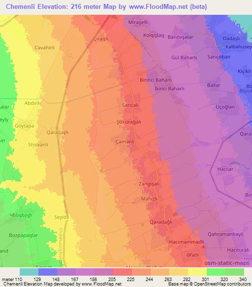 Chemenli,Azerbaijan Elevation Map