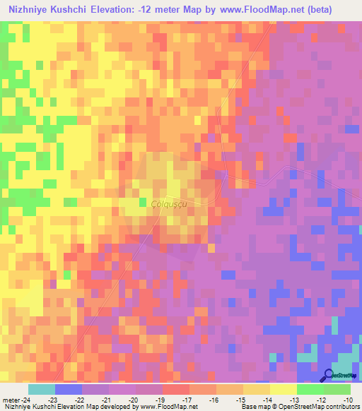 Nizhniye Kushchi,Azerbaijan Elevation Map