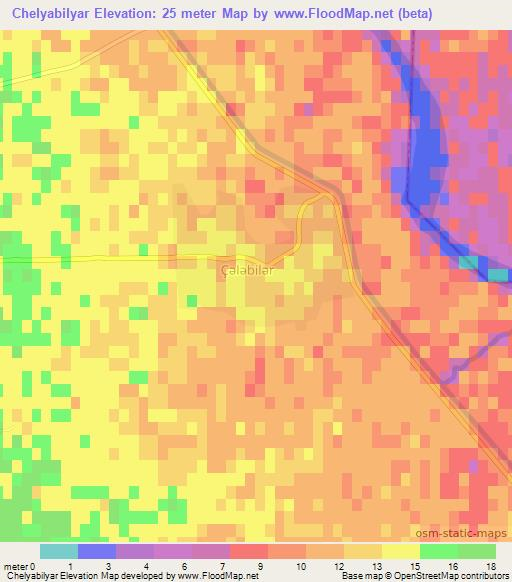 Chelyabilyar,Azerbaijan Elevation Map