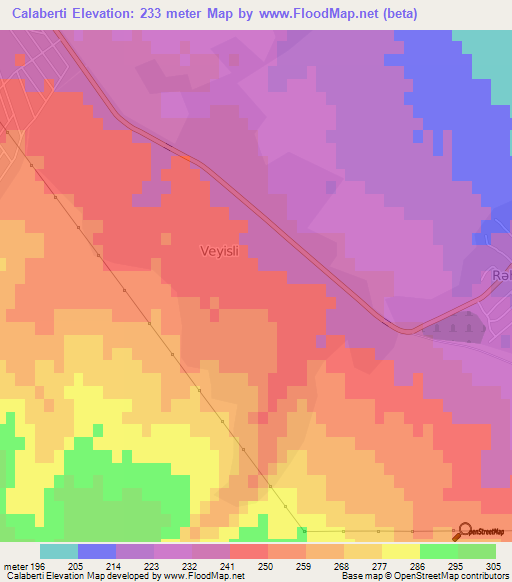 Calaberti,Azerbaijan Elevation Map