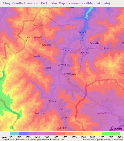 Chay-Rasullu,Azerbaijan Elevation Map