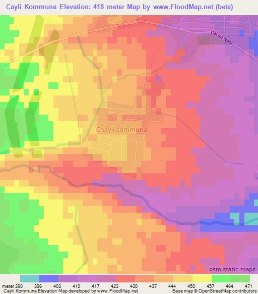 Cayli Kommuna,Azerbaijan Elevation Map