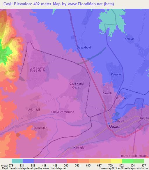 Cayli,Azerbaijan Elevation Map