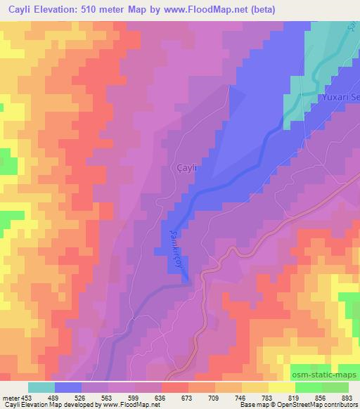 Cayli,Azerbaijan Elevation Map