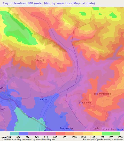 Cayli,Azerbaijan Elevation Map