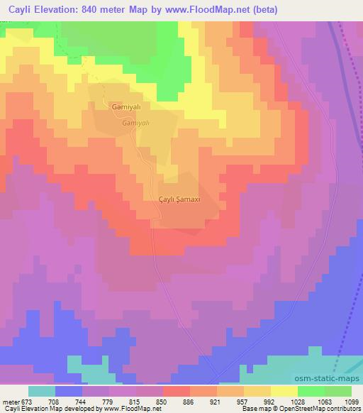Cayli,Azerbaijan Elevation Map