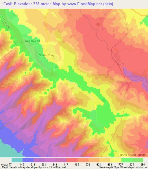 Cayli,Azerbaijan Elevation Map