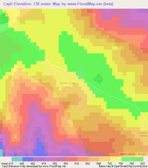 Cayli,Azerbaijan Elevation Map