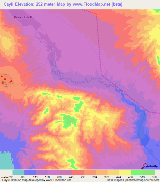 Cayli,Azerbaijan Elevation Map