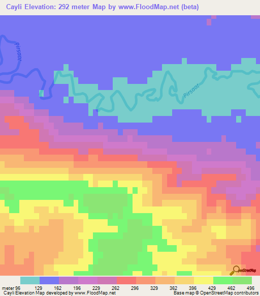 Cayli,Azerbaijan Elevation Map
