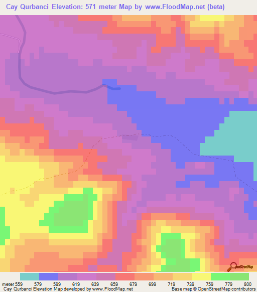 Cay Qurbanci,Azerbaijan Elevation Map
