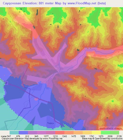 Cayqovusan,Azerbaijan Elevation Map