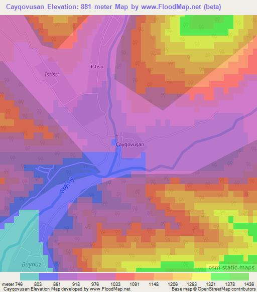 Cayqovusan,Azerbaijan Elevation Map