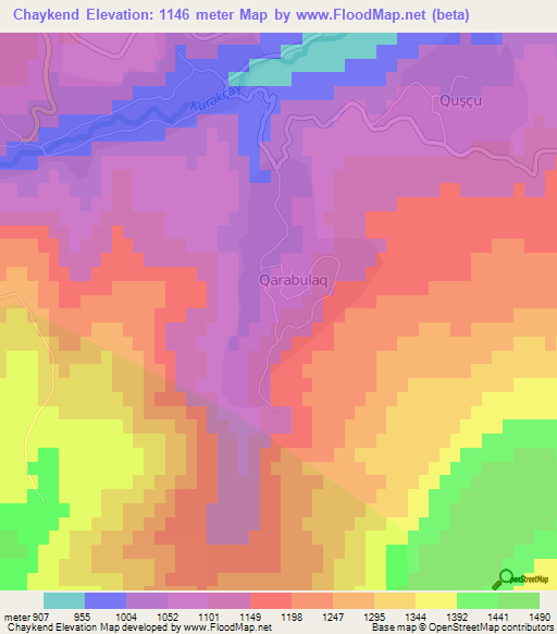 Chaykend,Azerbaijan Elevation Map